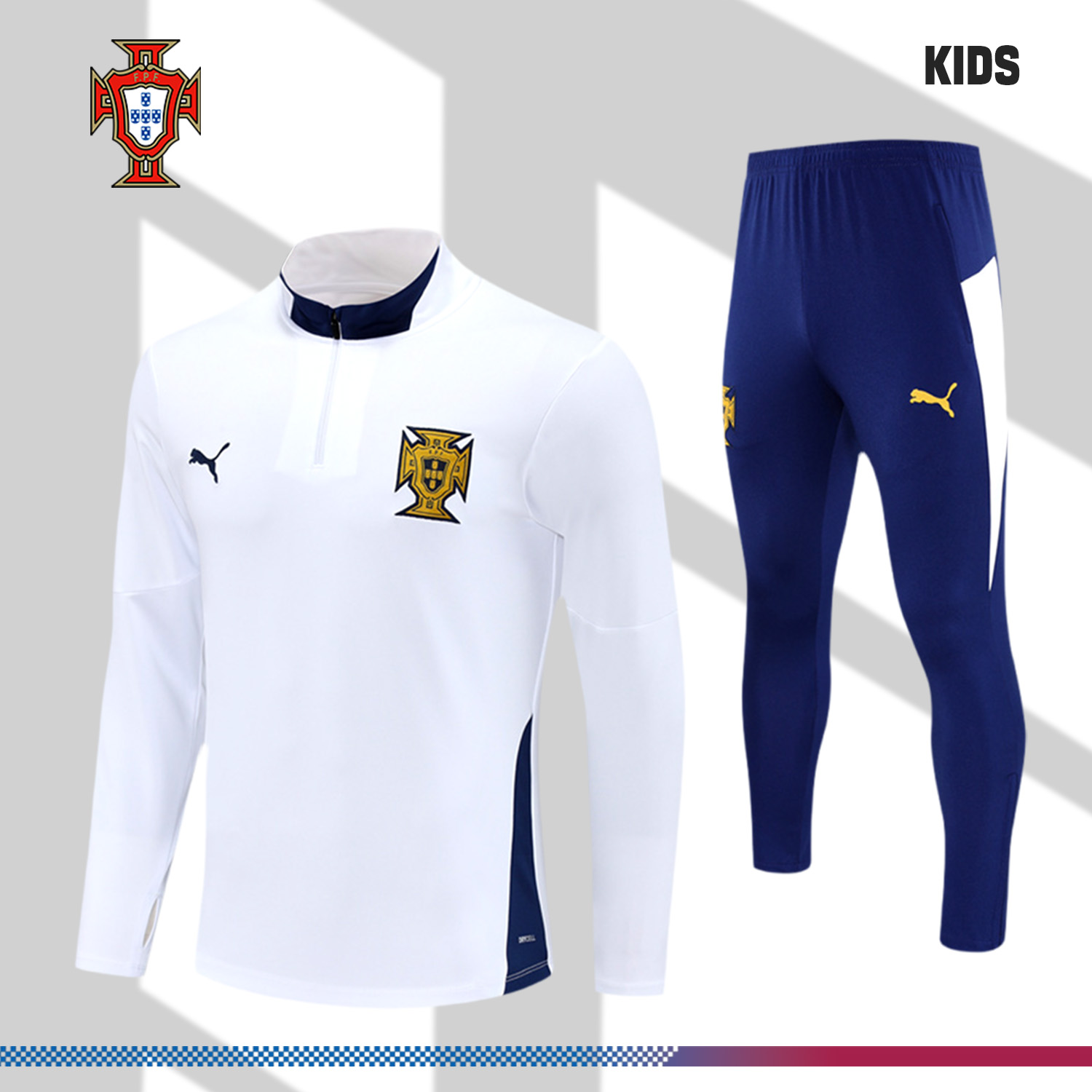 2025/2026 Portugal Kids Half Zip Training Clothes (Kids Kit)