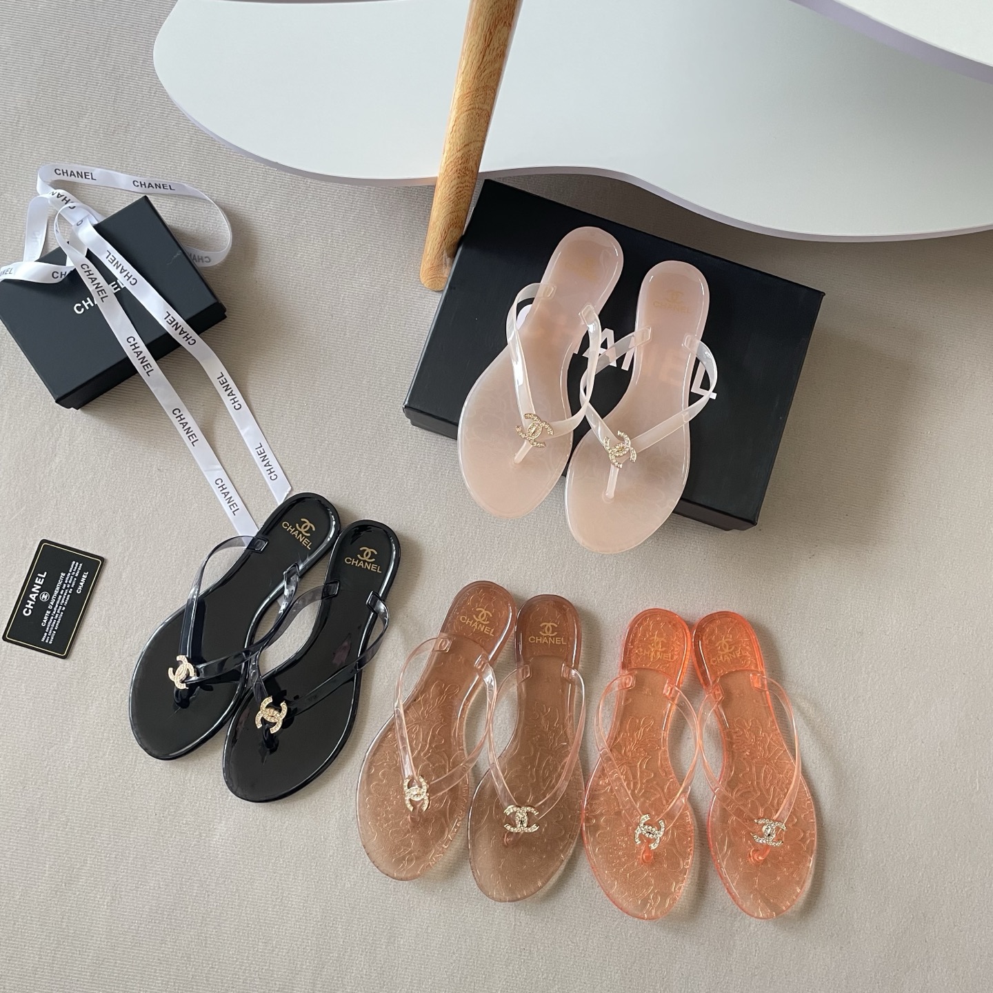 Chanel CC Logo Jelly Thong Sandals
