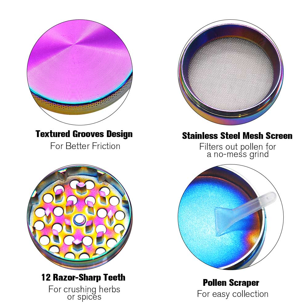 Rainbow Aluminium Alloy 2 Herb Grinder 4 Piece