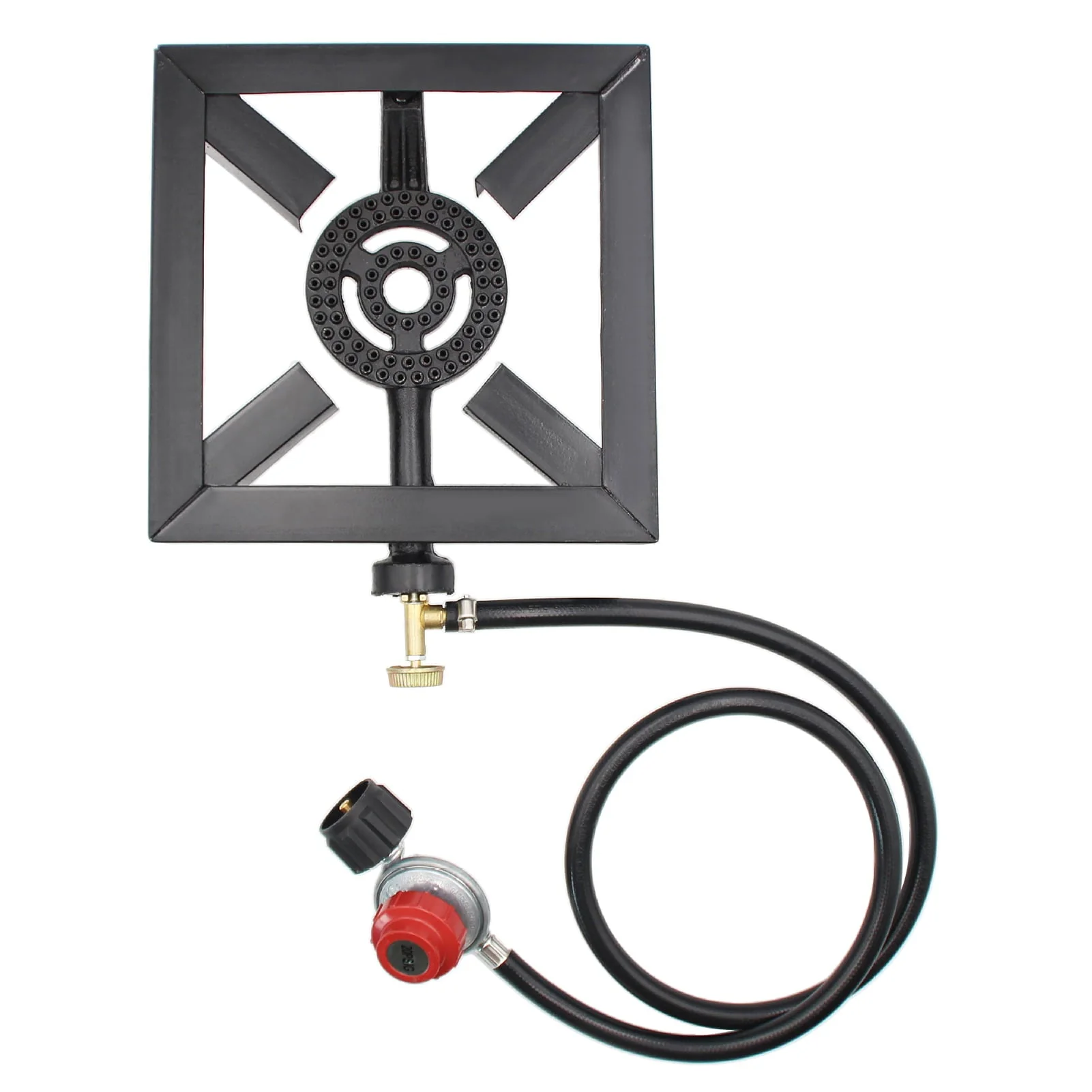 8KW Propane Cooker Single Burner Stove Gas Outdoor Cooking Camping Stand BBQ Grill with High Pressure Propane Regulator Hose
