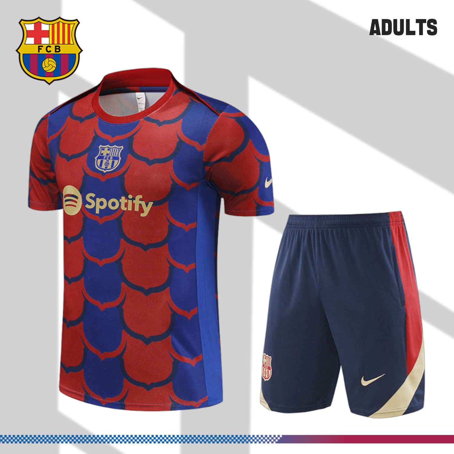 2024/2025 Barcelona short-sleeved red and blue training suit (Adult Kit)