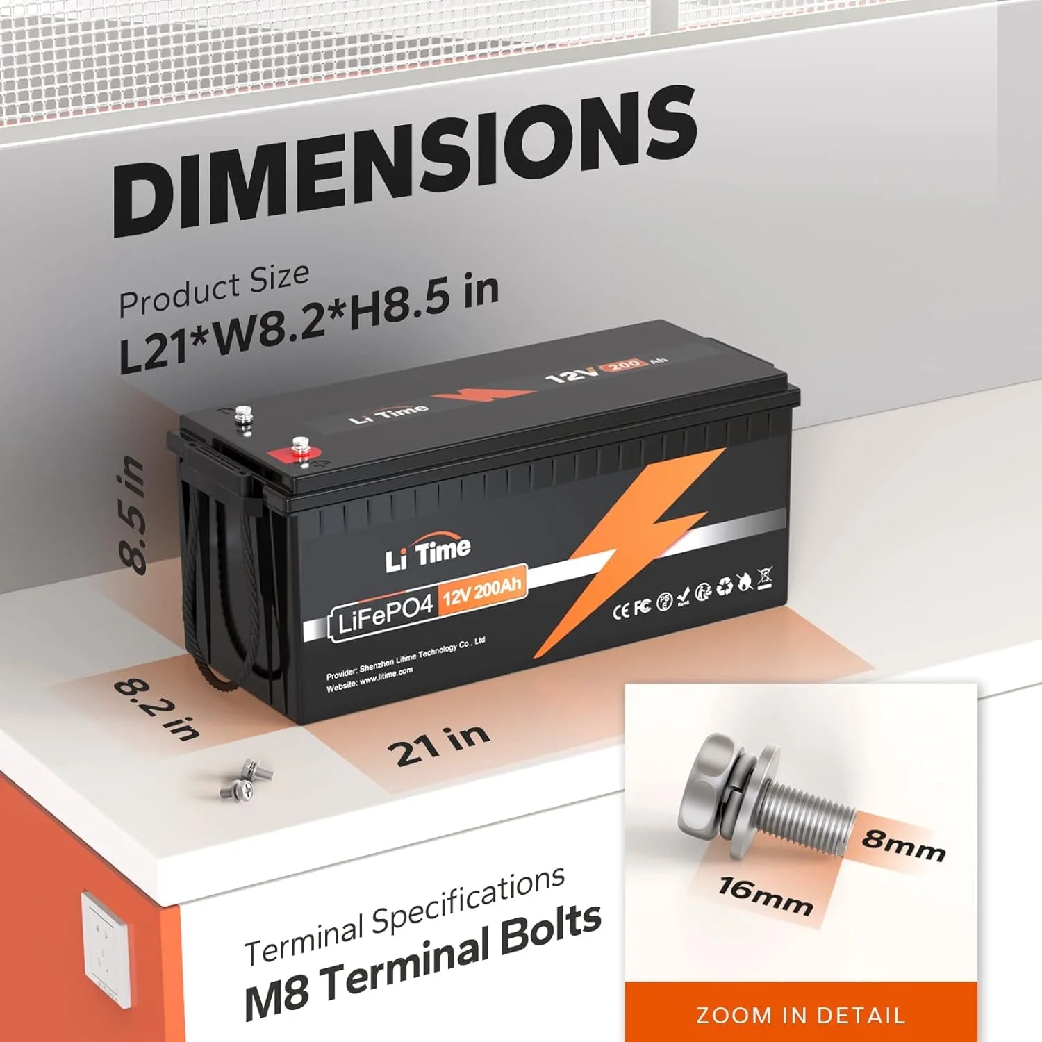Remanufactured LiTime 12V 200Ah LiFePO4 Lithium Battery with 2560Wh Energy Max 1280W Load Power 100A BMS 10 Years Lifetime 4000+ Cycles Perfect for RV Solar Energy Storage Marine Trolling Motor