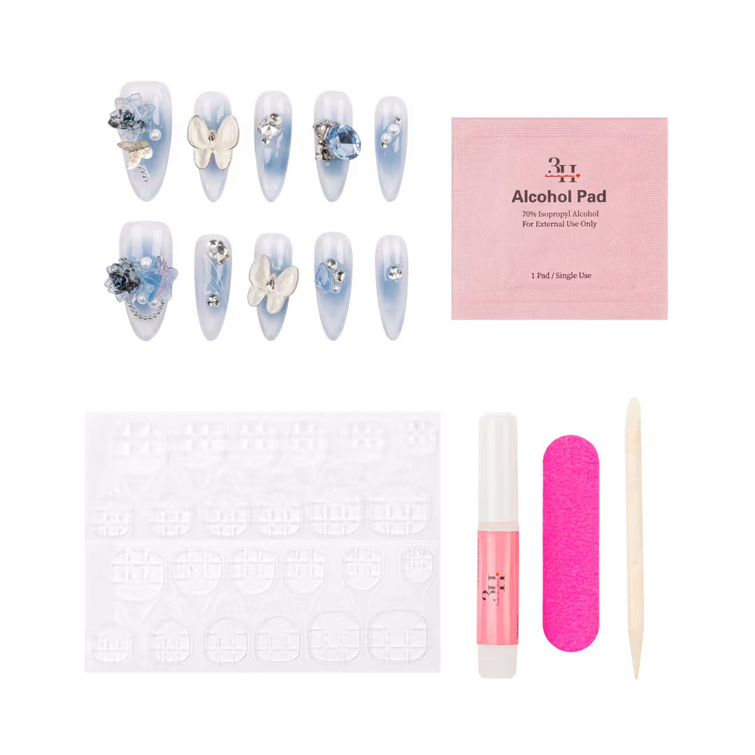 3H Nails  Celestial Butterfly - Long Almond Press-On Nails