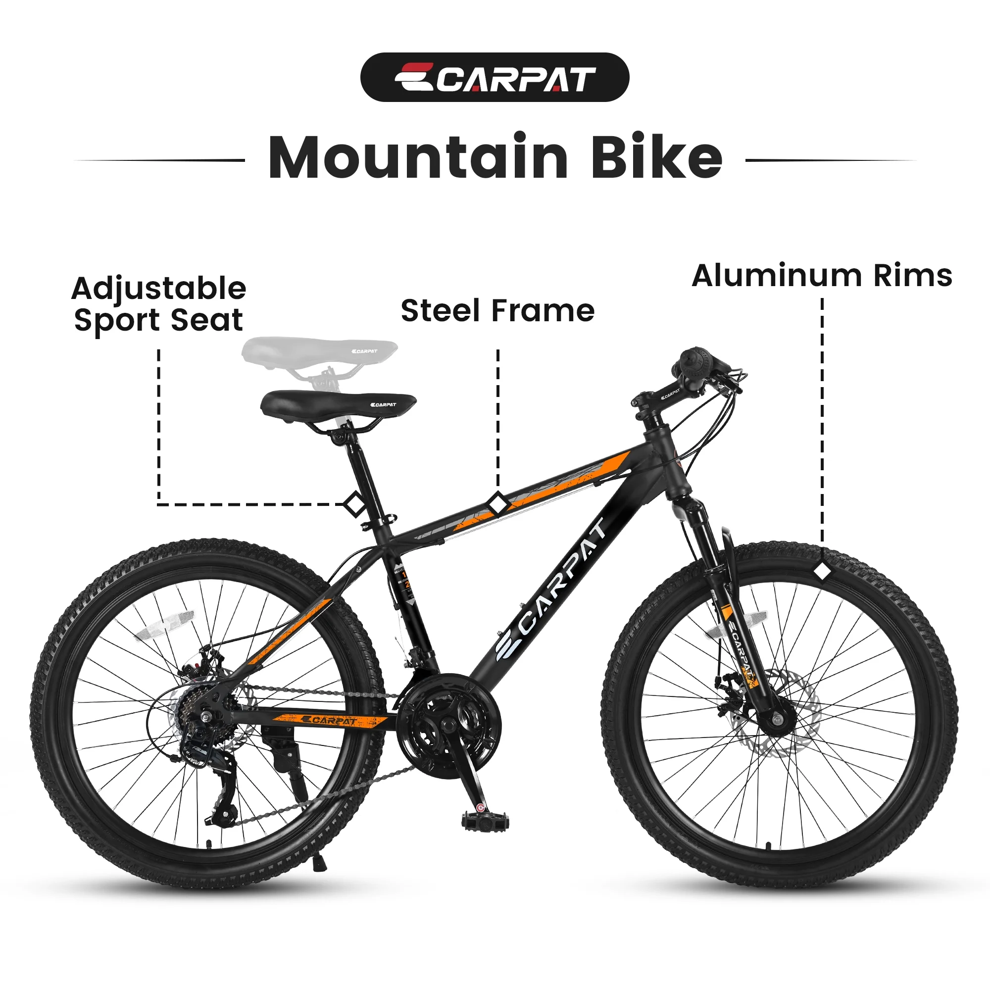 26" Mountain Bike for Adults & Teens - Shimano 21-Speed, Mechanical Disc Brakes & High-Carbon Steel Frame | Durable MTB for Trail, Forest, and City Riding