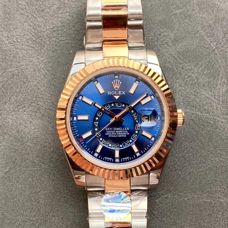 Rolex Watch SKY-DWELLER TWO-TONE 42MM ROSE GOLD BEZEL BLUE DIAL