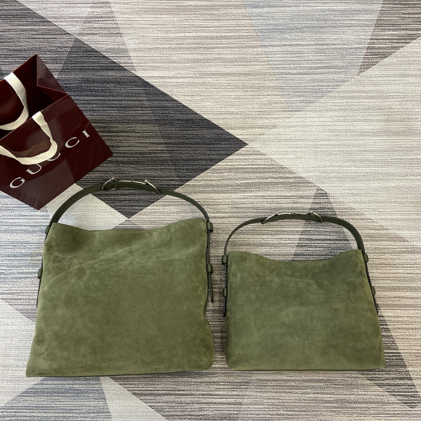 Gucci Bags Beatrix Green Suede Cowhide 850546 850926 (10A Mirror Version)