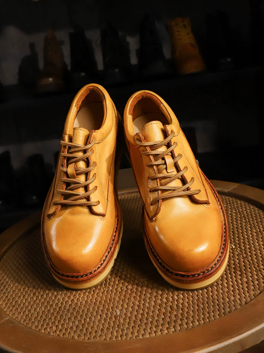 Low-top tooling retro short face boots