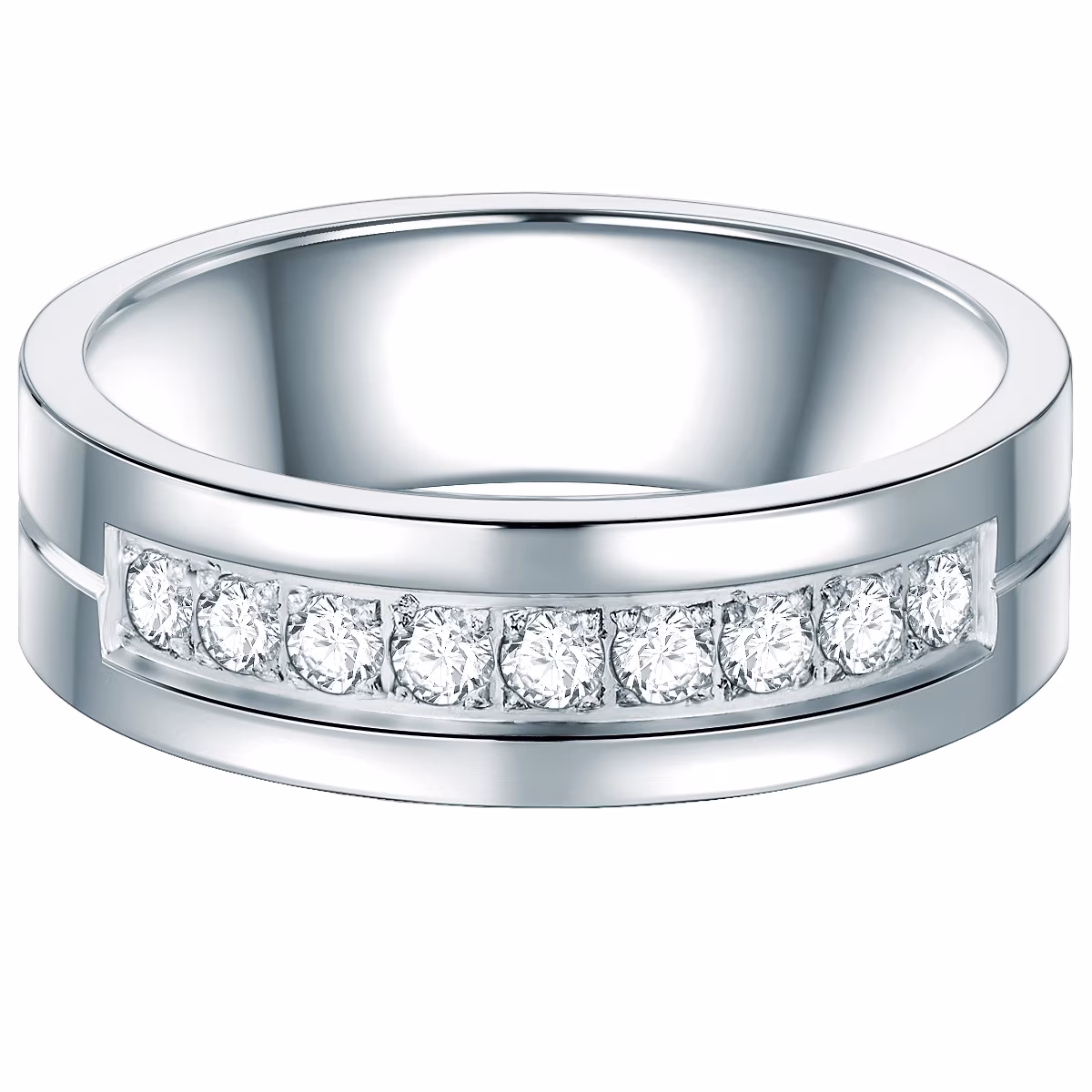Ring Edelstahl Zirkonia in Silber