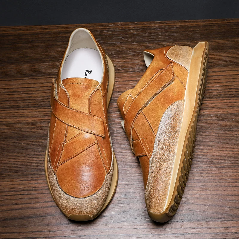 Men's leather British retro old platform German training shoes