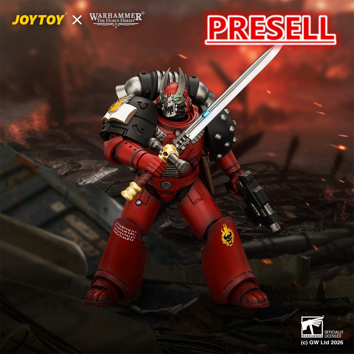 JOYTOY JT05015 Warhammer The Horus Heresy 1:18 Word Bearers MkVI Tactical Sergeant with Power Sword and Plasma Pistol - JOYTOY WORLD