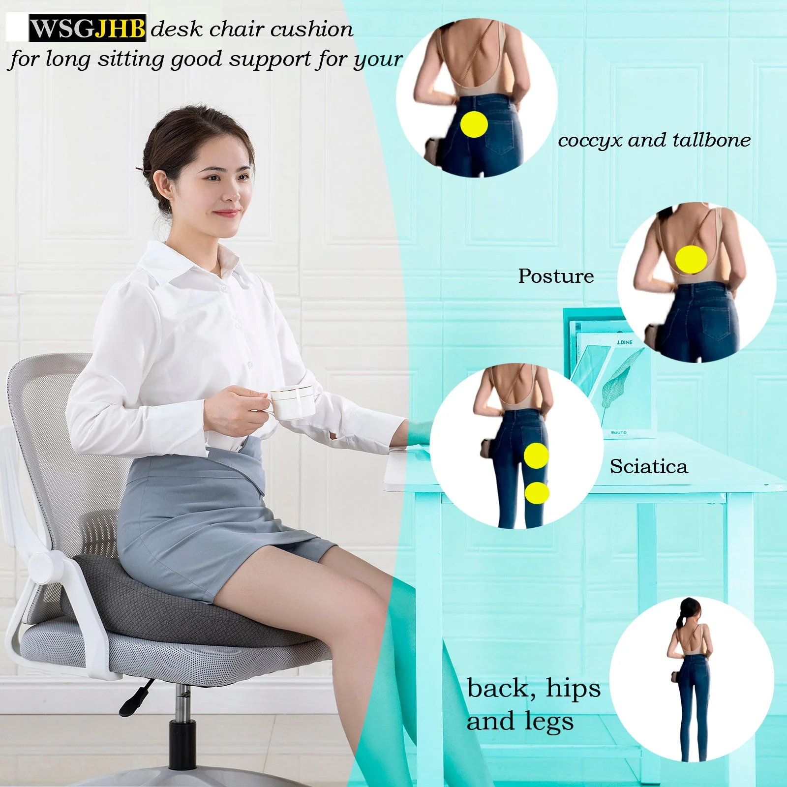 Adult Booster Seat Cushion, Car Seat Cushions for Short People/thick Office Chair Booster Seat Increase Field of View, for Trucks, Car, Office Chair, Home, Wheelchair,angle Lift Seat Cushion (grey)