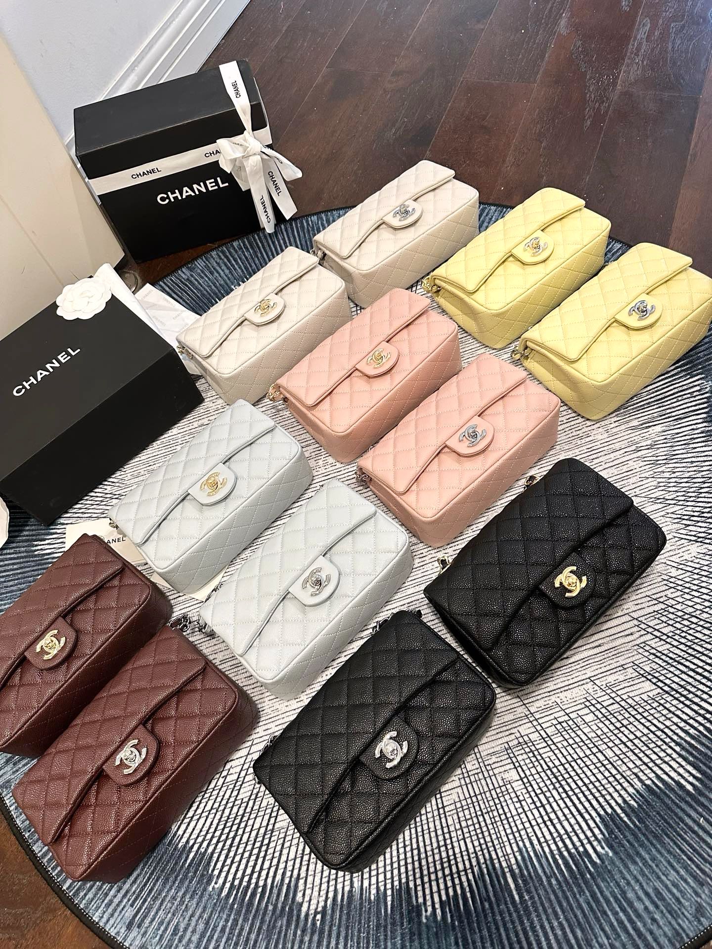 Chanel CF Mini 20CM Caviar Quilted Leather CC Logo Chain Flap Shoulder Bag