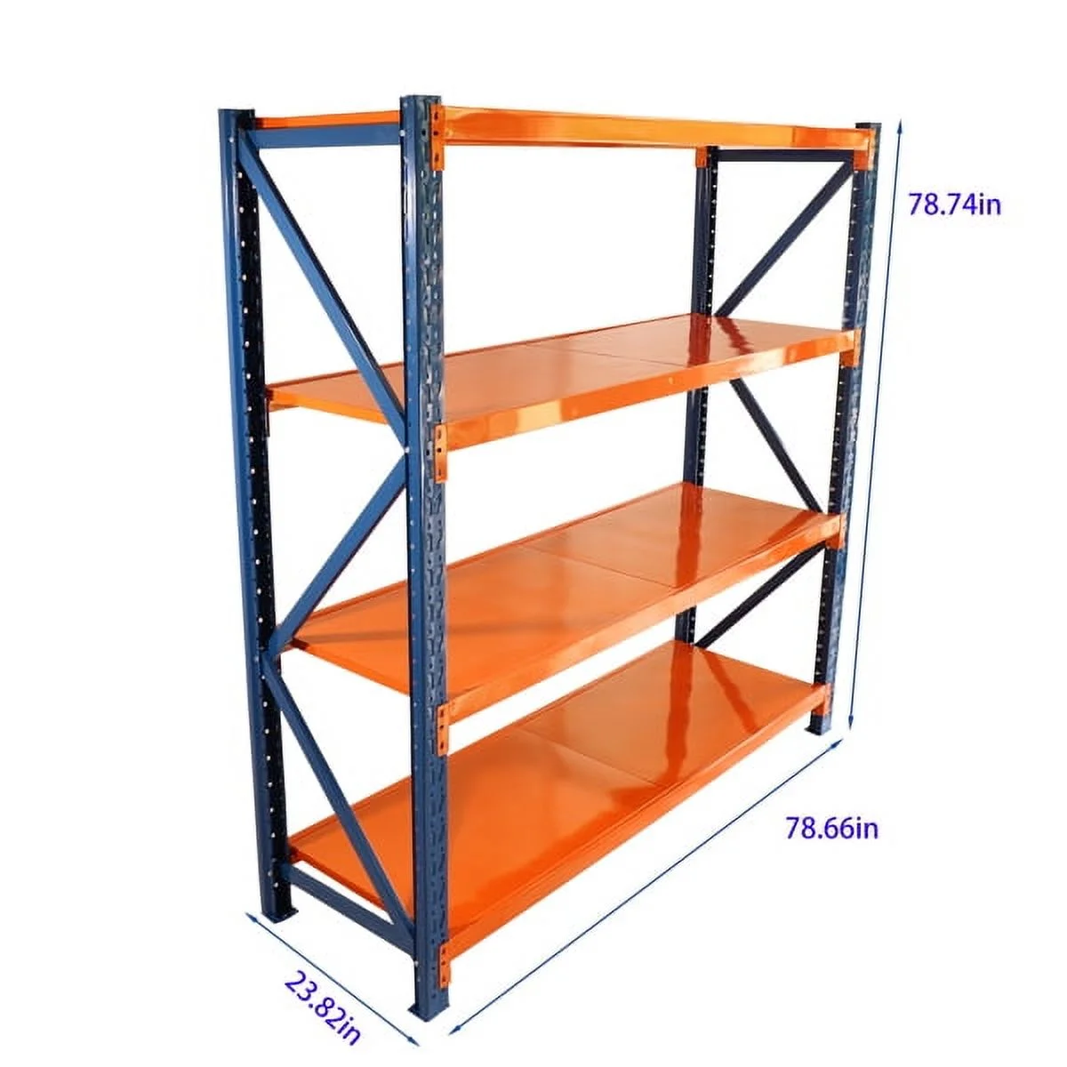 4400 LB Capacity Heavy Duty Garage Shelving - 4-Tier Adjustable Metal Storage Rack for Workshop, Warehouse & Home - Industrial Strength Steel Utility Shelves (Blue/Orange)