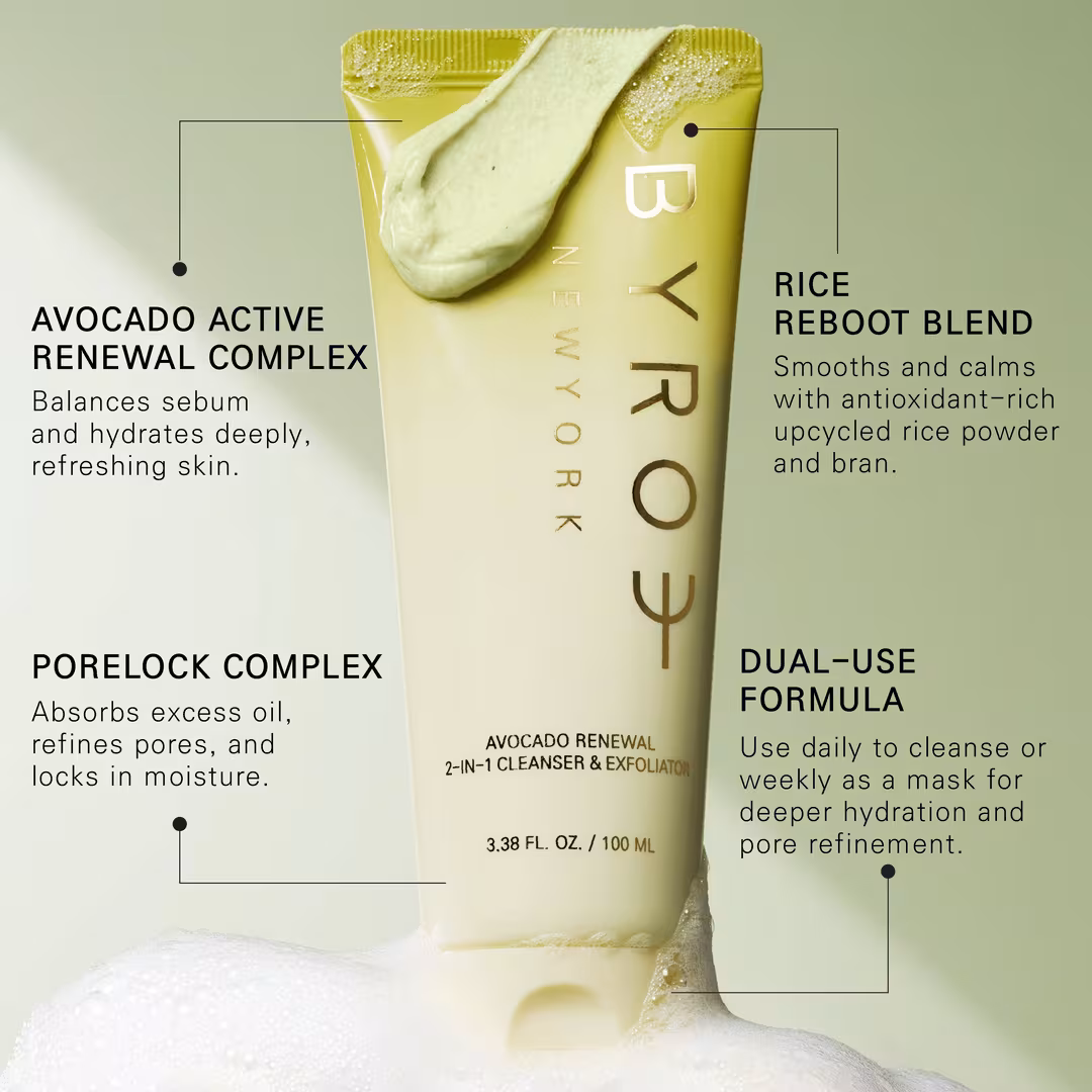 BYROE  Avocado Renewal 2-in-1 Cleanser & Exfoliator
