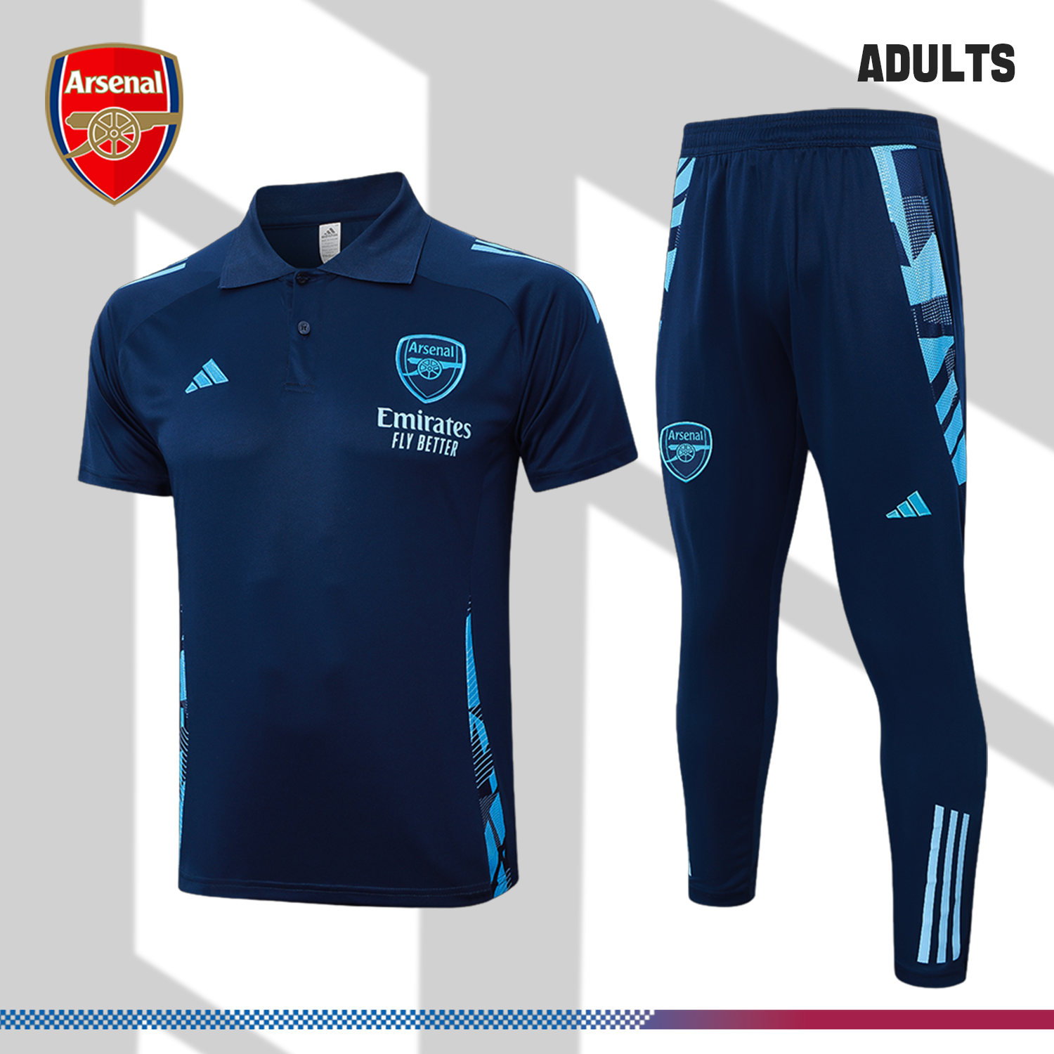 2024/2025 Arsenal Blue Polo Short Sleeve Trousers (adult kit)