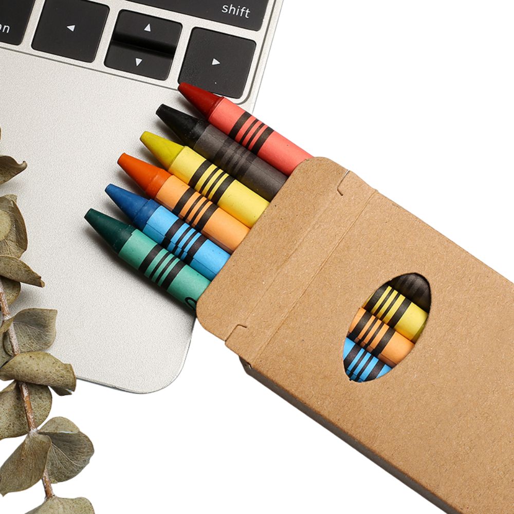 Custom Logo Wax Crayons 4/5/6/8/12/24 Colors | Kraft Paper Box Non-Toxic Kids Crayons Wholesale