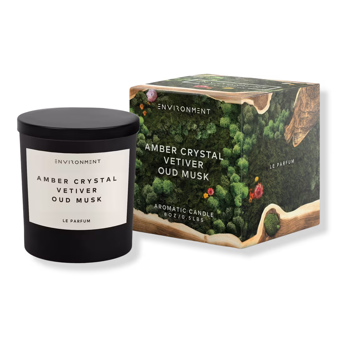 ENVIRONMENT  Amber Crystal Vetiver Oud Musk Aromatic Candle