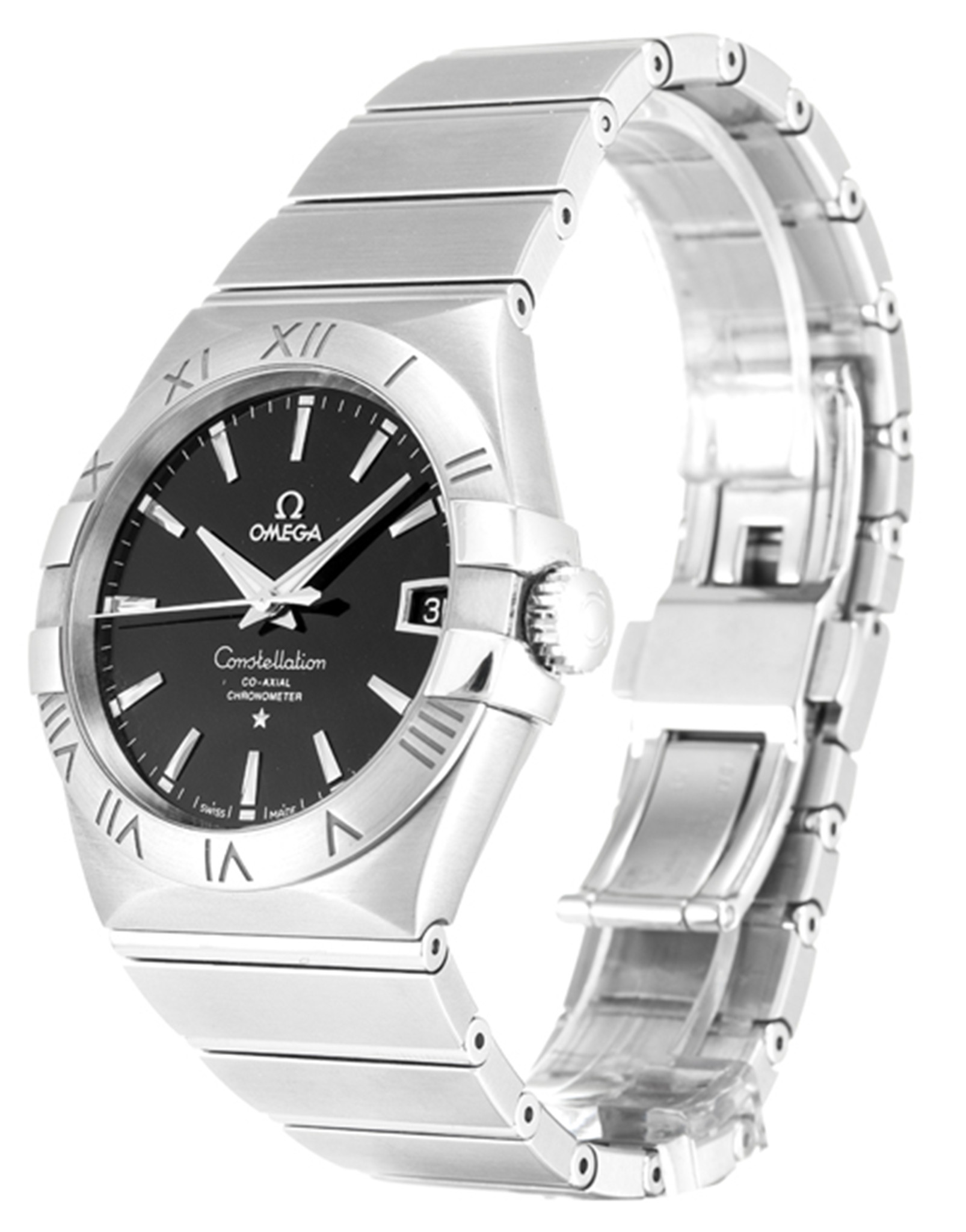 Replica Omega Constellation Chronometer Black Dial Stick Markers 123.10.38.21.01.001 38MM