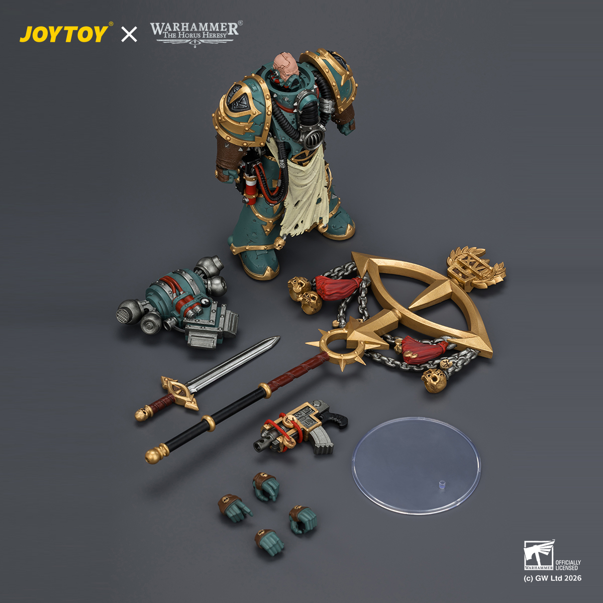 JOYTOY JT04339 Warhammer The Horus Heresy 1:18 Sons of Horus Maloghurst the Twisted the Warmaster's Equerry with Legion Standard and Banestrike Bolter - JOYTOY WORLD