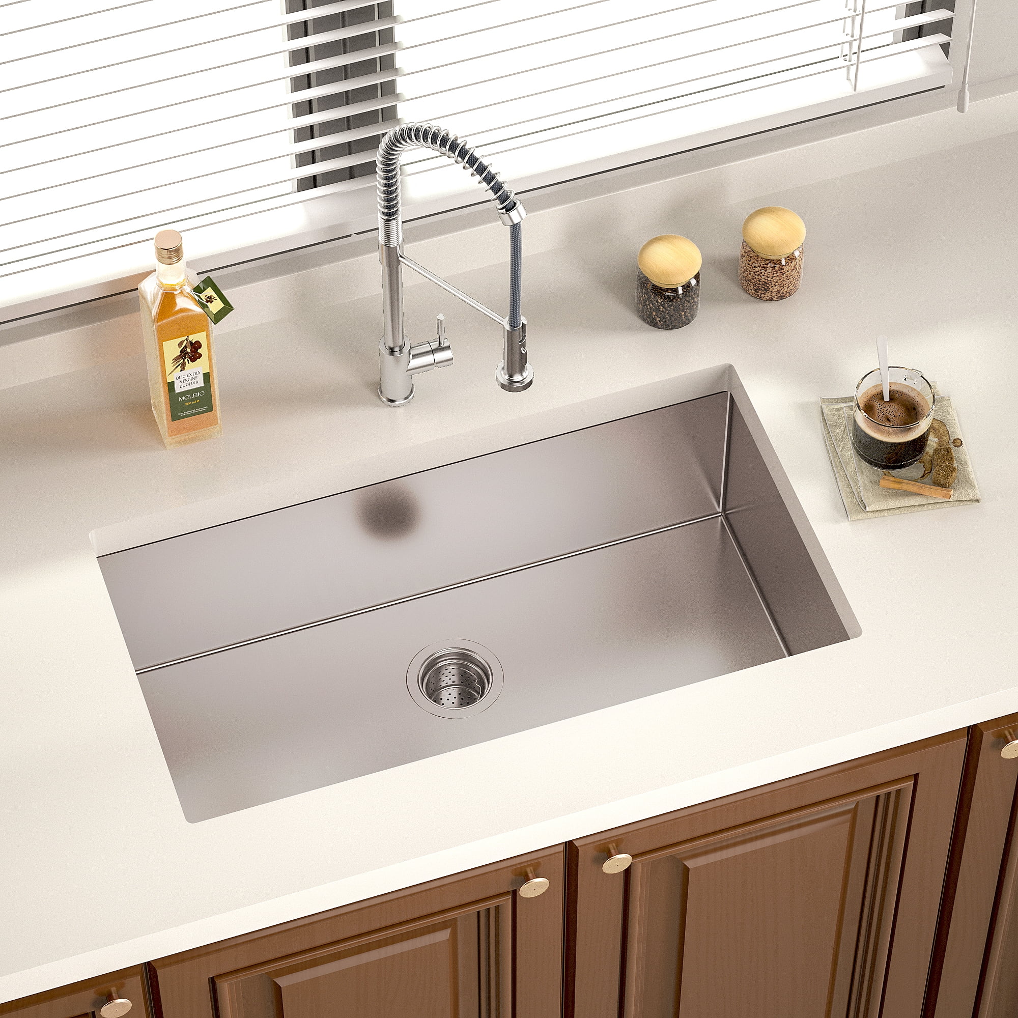 32"X19"Inch Undermount Kitchen Sink, High-quality 304 Stainless Steel Round Corner Single Bowl Deep Kitchen Sinks, 10-inch Deep Large Bar Sink