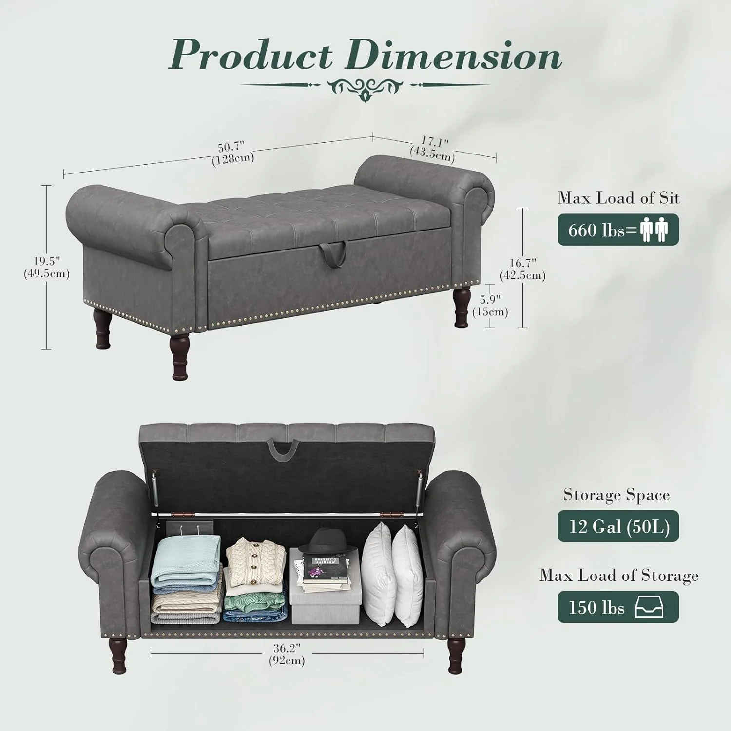 YOUDENOVA Storage Ottoman Bench for Bedroom 51