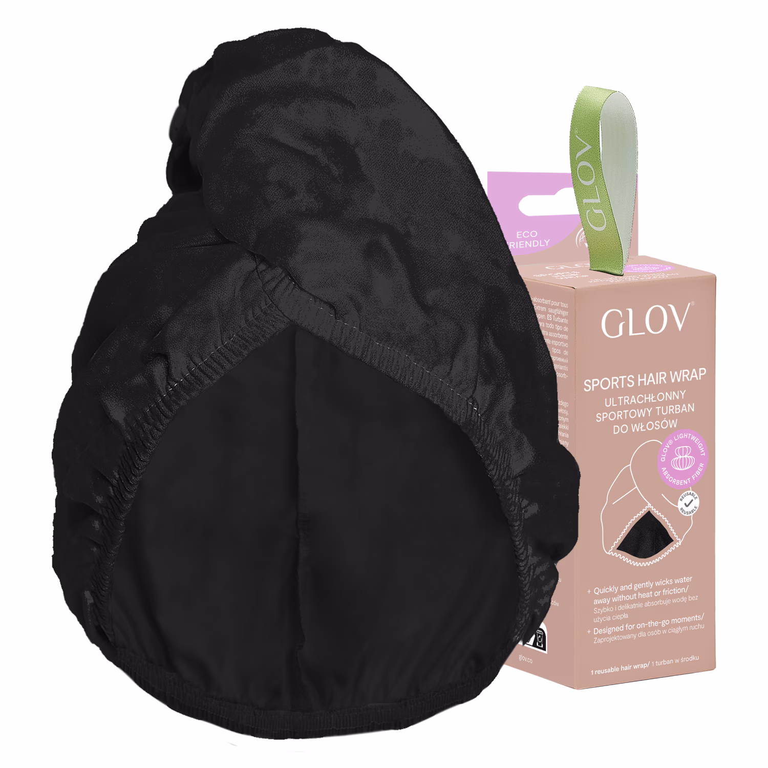 Hair Wrap Sport Black - Extrem saugfähiger Sport-Turban fur alle Haartypen.