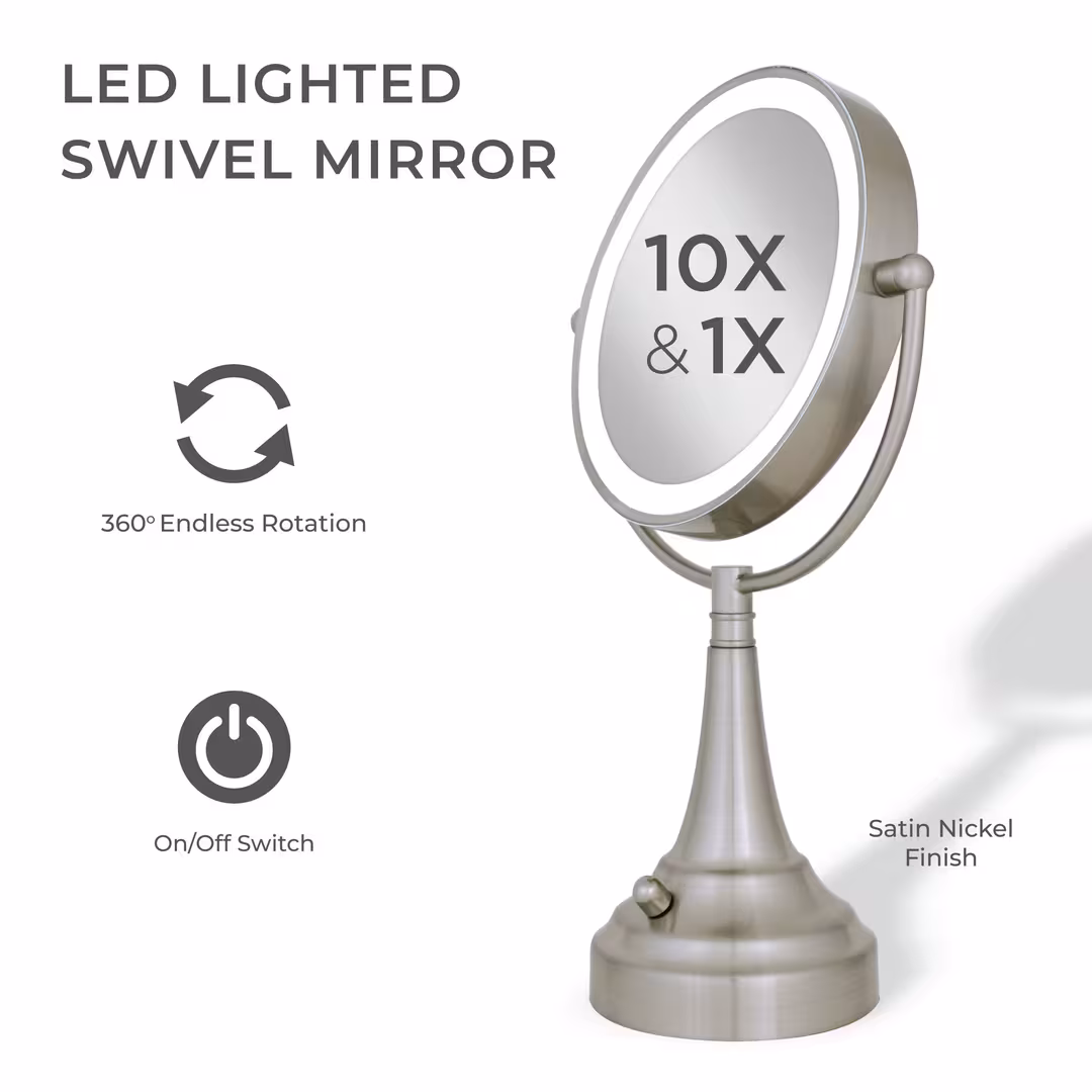 Zadro  LED Lighted Makeup Mirror with 10X/1X, Battery & Cordless