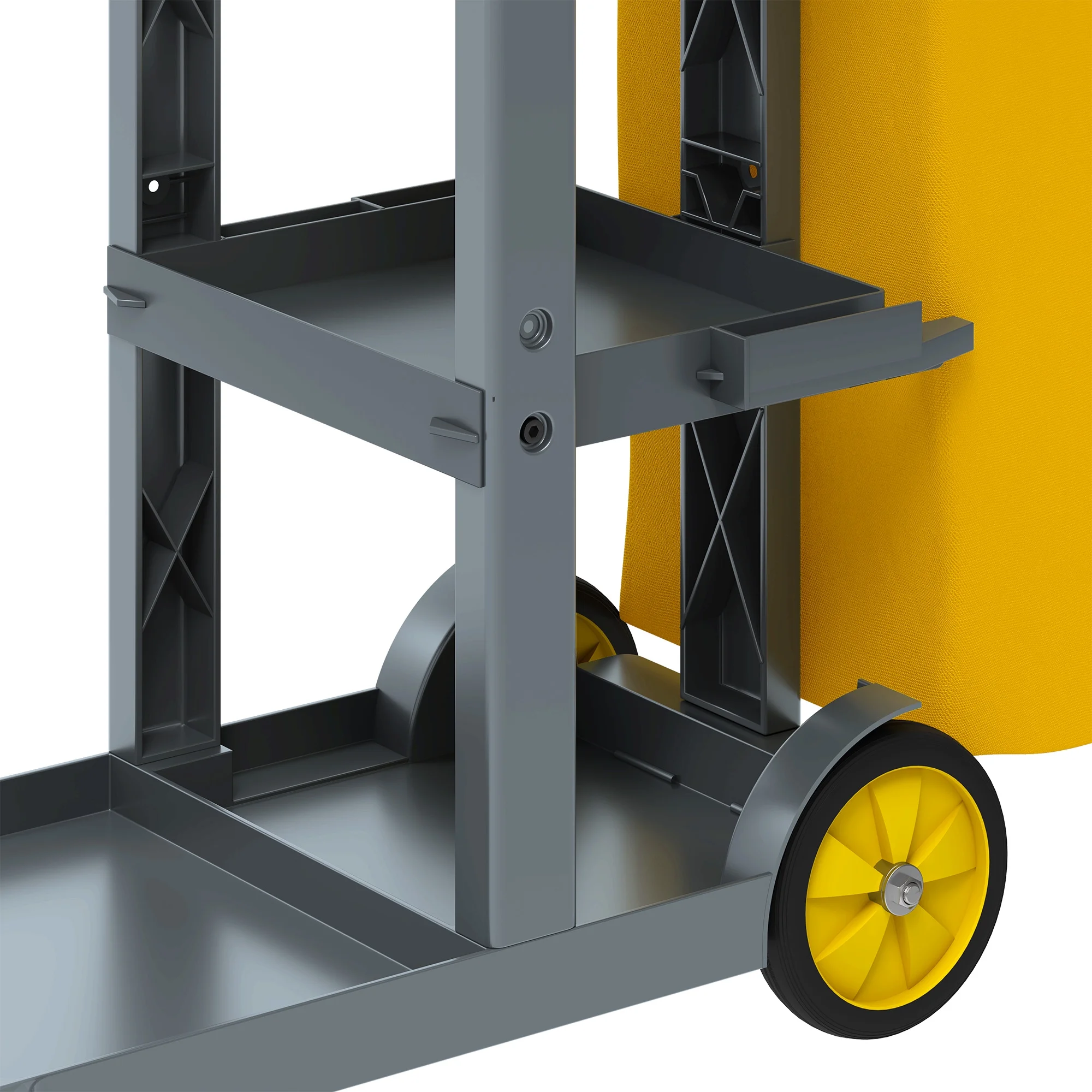 Heavy-Duty Janitorial Cart with Multi-Tier Storage, 2 Garbage Bags, Gloves & Lid