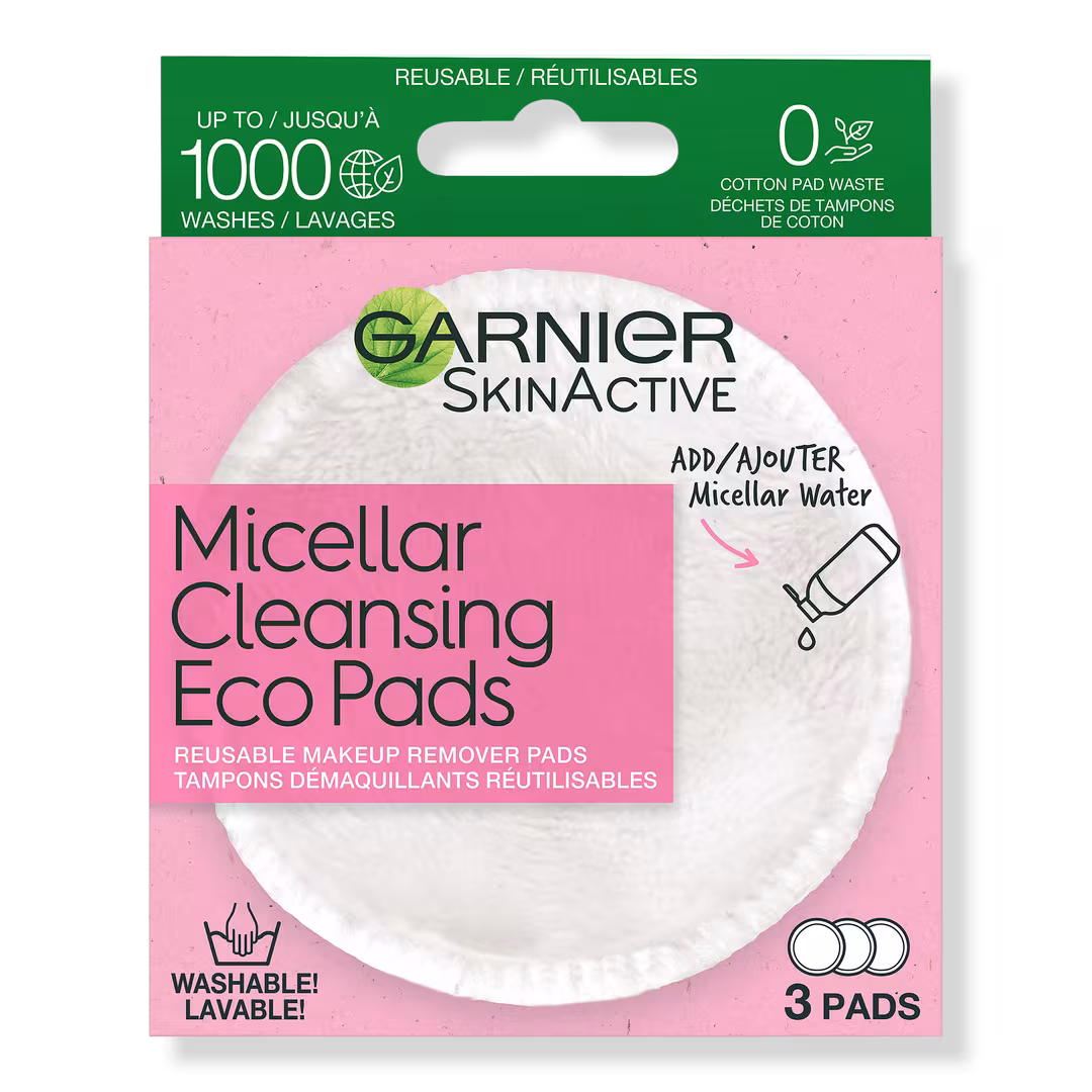 Garnier  SkinActive Micellar Cleansing Eco Pads, Reusable, 3 Pack