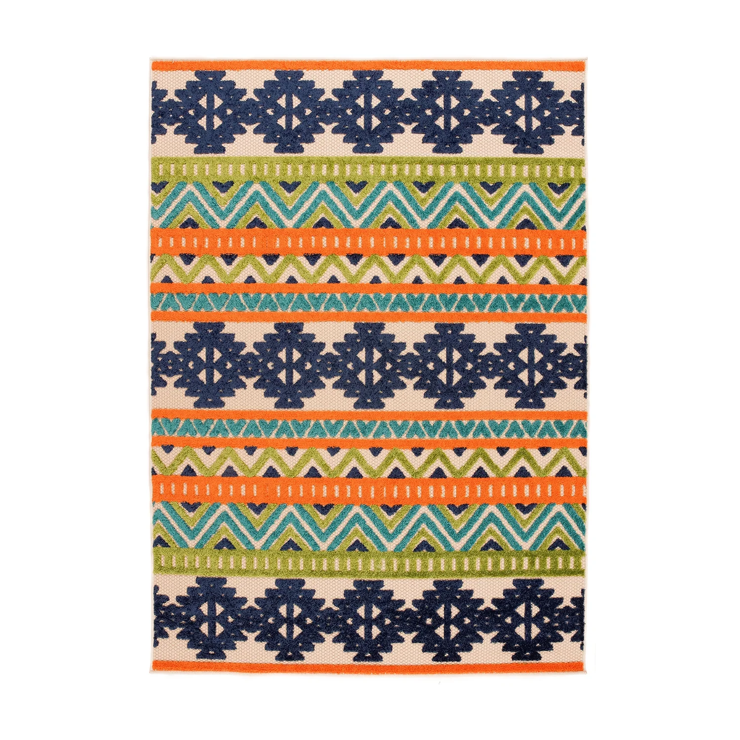 World Rug Gallery Contemporary Geometric Bohemian Indoor/Outdoor Area Rug - Multi 5' x 7'