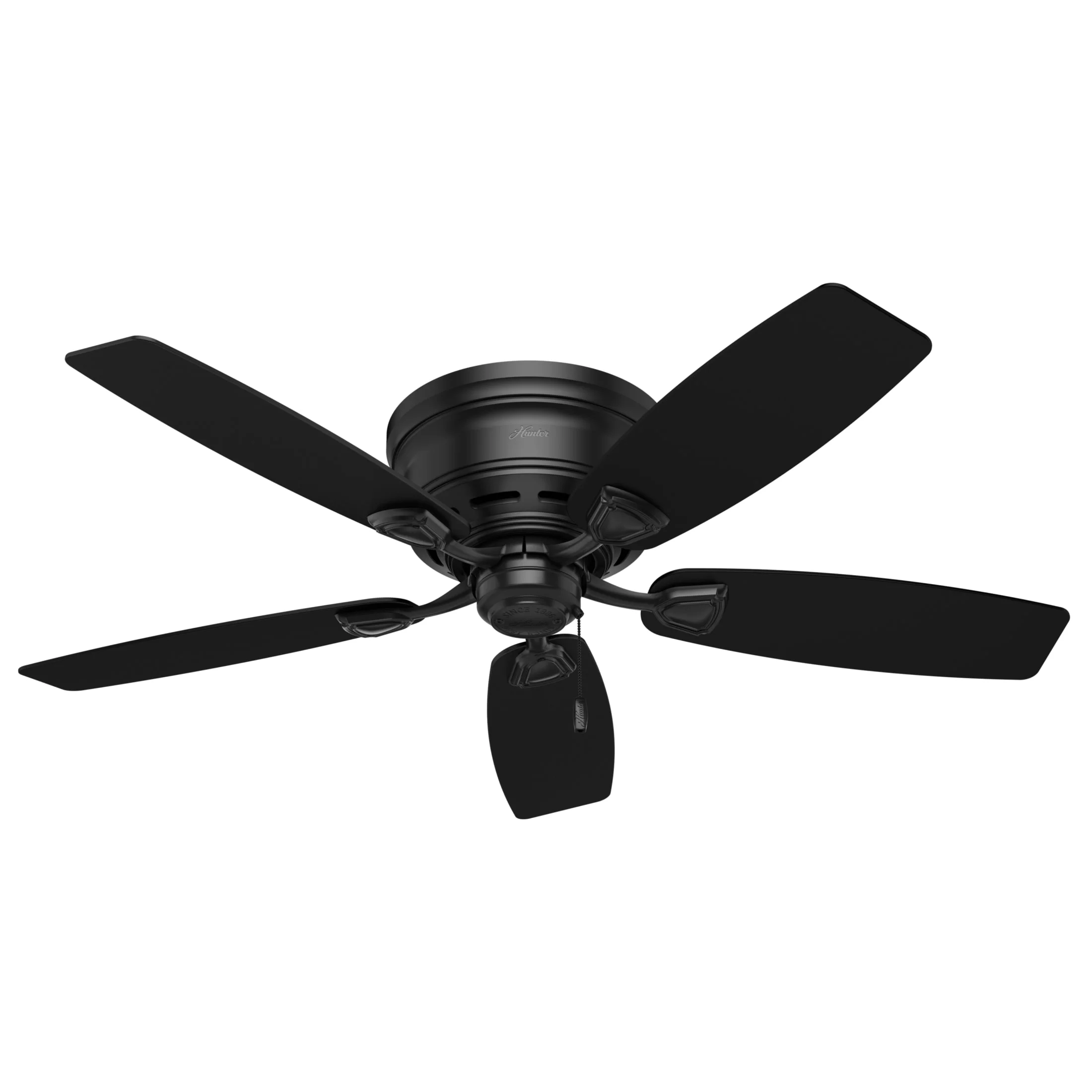 Hunter - Sea Wind Indoor/Outdoor Low Profile Ceiling Fan, 48-inch, Matte Black, Nautical-style, 3-speed WhisperWind Motor, 53118, for Porches, Bathrooms