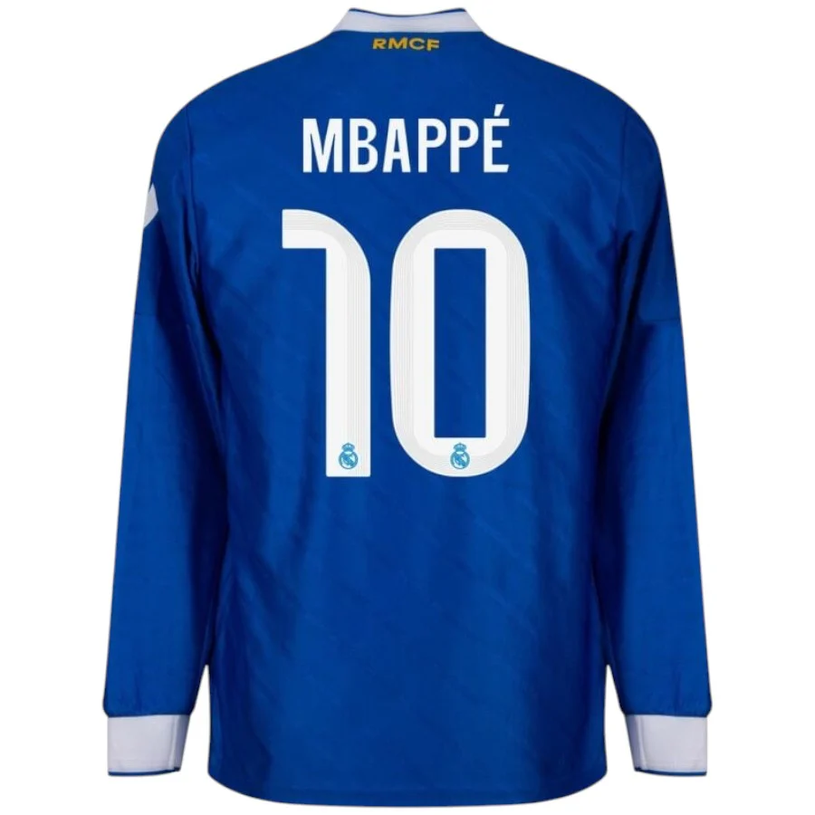 Mbappe Real Madrid Long Sleeve Third Blue Jersey Men 2025 2026