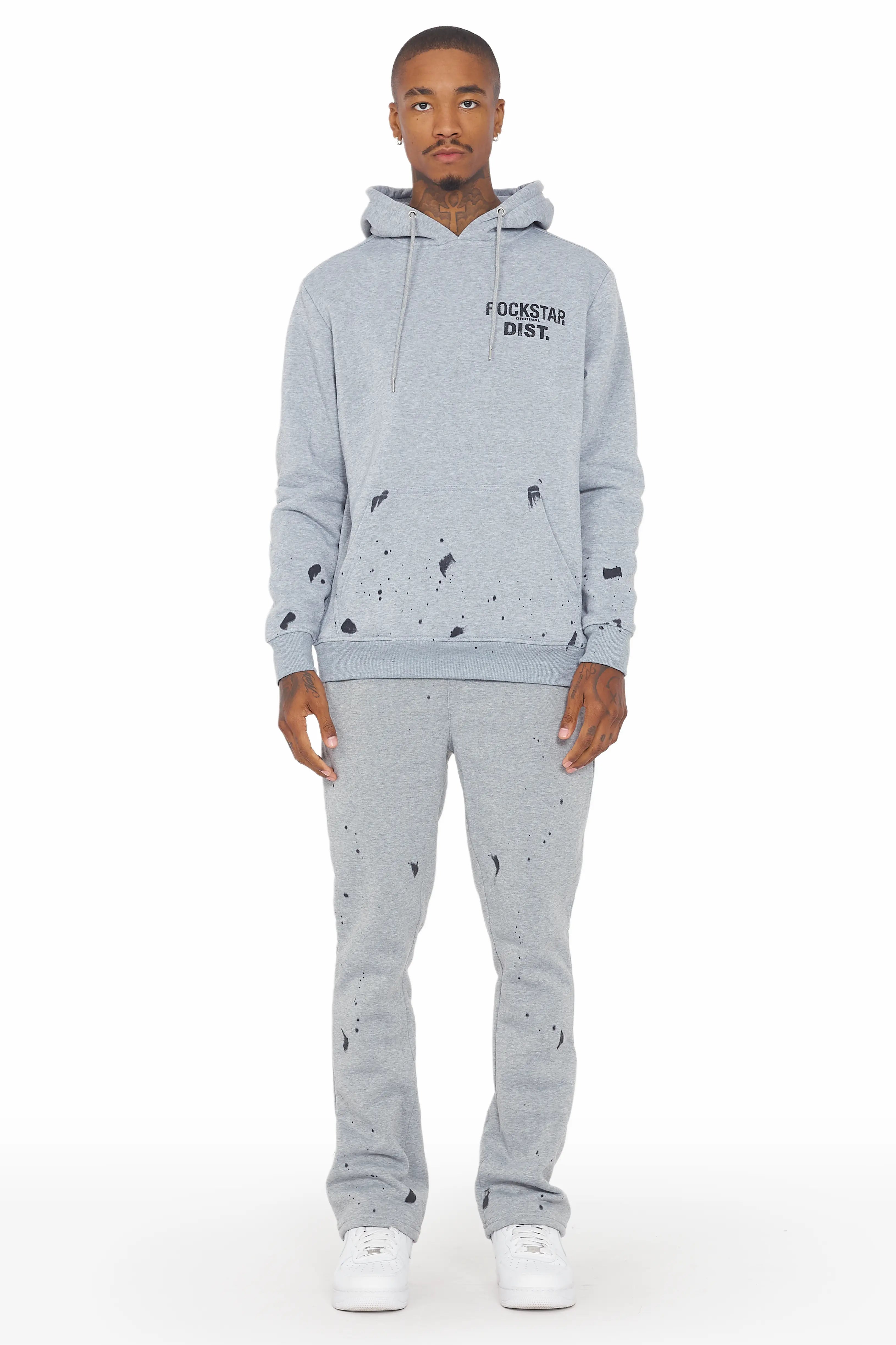 Raffer Grey Hoodie/Stacked Flare Track Set