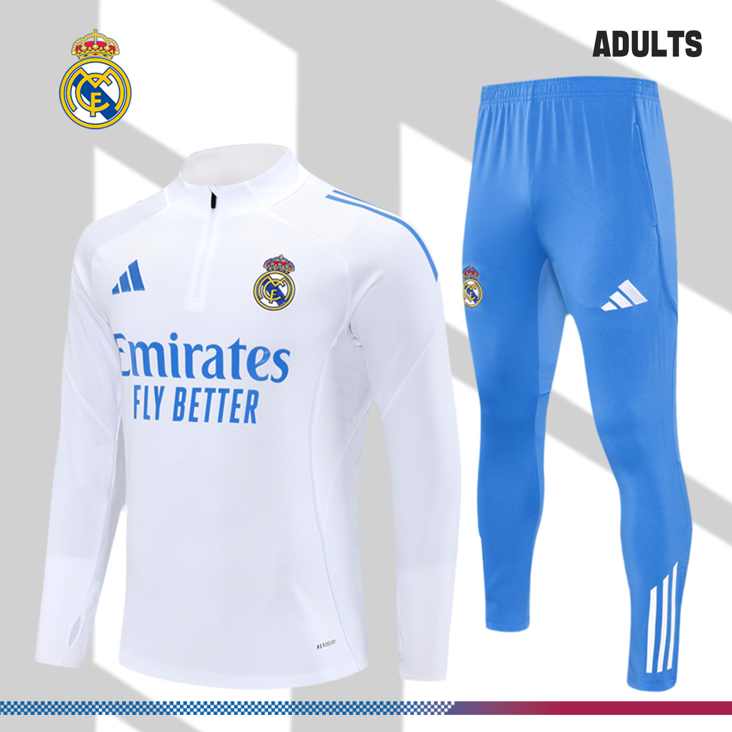 2025/2026 Real Madrid Adult Half Zip Training Kit (Adult Kit)