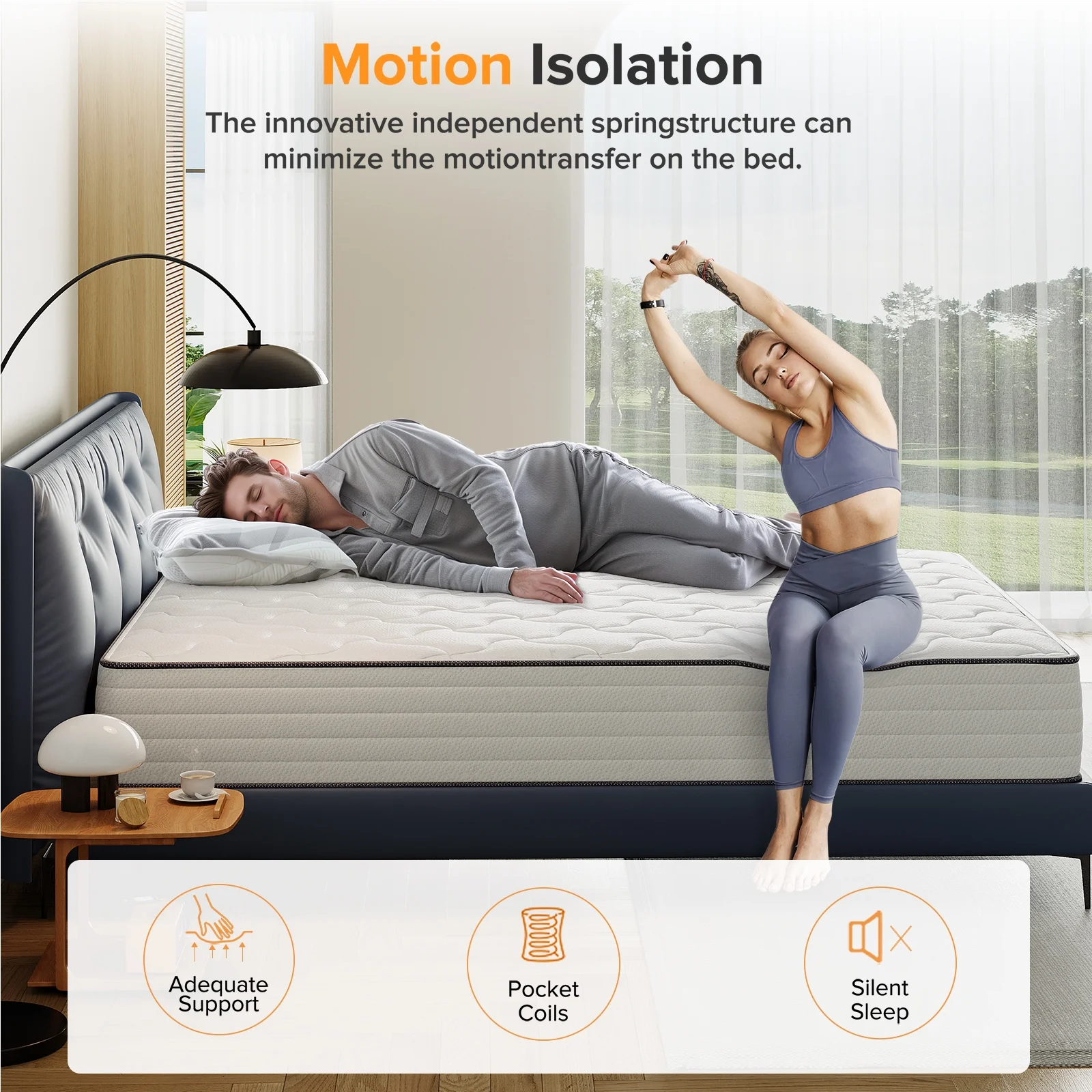 Babo Care Queen Size,12" Hybrid Memory Foam Mattress Spring Mattress In a Box,Medium