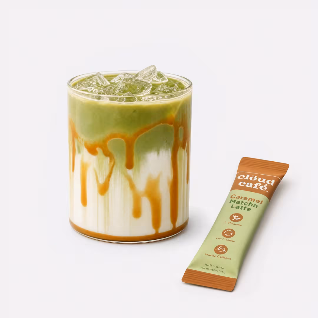 clöud café  Caramel Matcha Latte Collagen-Infused Beauty Booster