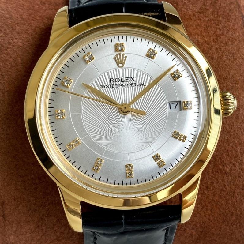 Rolex Watch OYSTER PERPETUAL 40MM GOLD CASE LEATHER STRAP