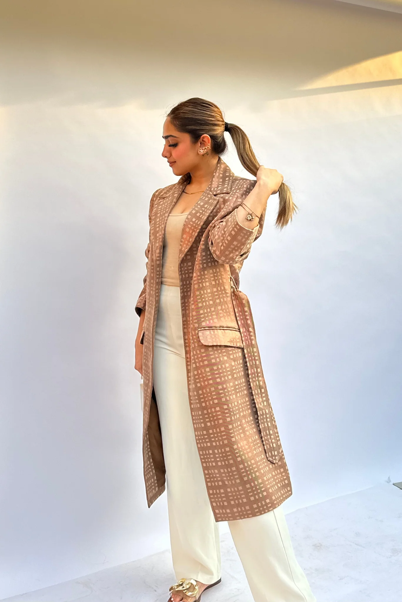 Caramel Suede Trench Coat