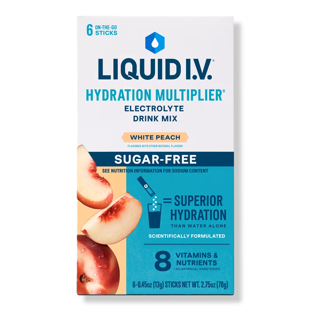 LIQUID I.V.  Hydration Multiplier Electrolyte Drink Mix Sugar Free White Peach