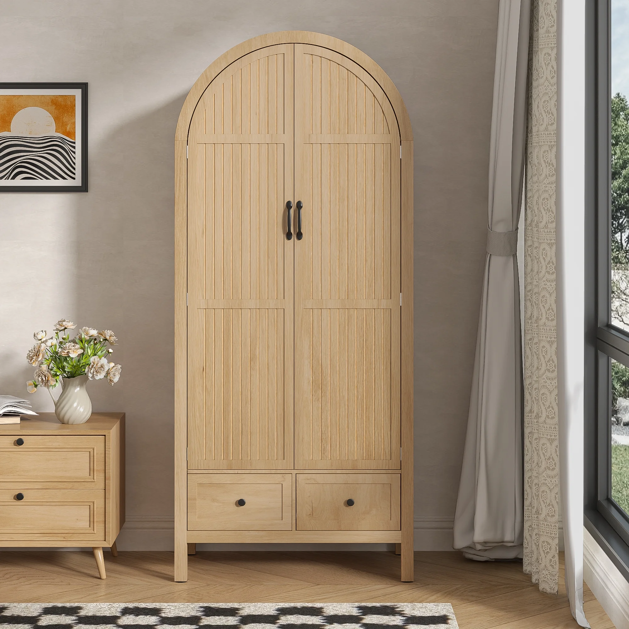 Armoire Wardrobe Closet, Bedroom Armoire with Drawers, Wood Wardrobe Storage Cabinets