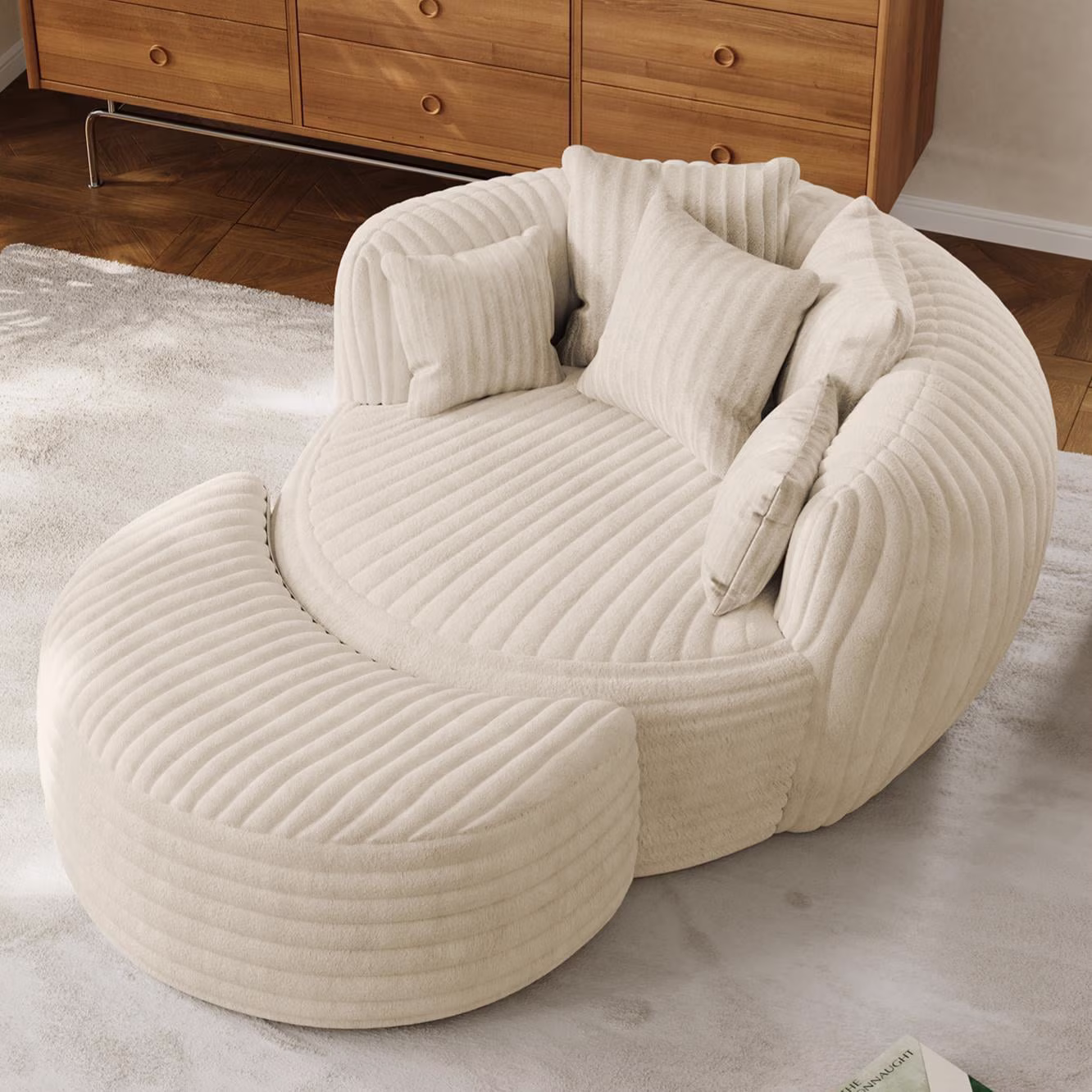 Wiilayok 50.5'' Oversized Chaise Lounge Chair Indoor,Thickened Backrest Sleeper Sofa Couch with Soft Pillows for Living Room, Black