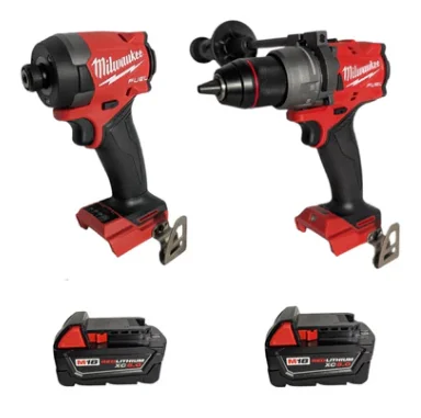 Milwaukee 3697-22 M18 FUEL 18V Brushless Cordless 2-Tool Combo Kit C Hammer Drill & Impact Driver with (2) 5.0Ah Batteries, Charger & Case