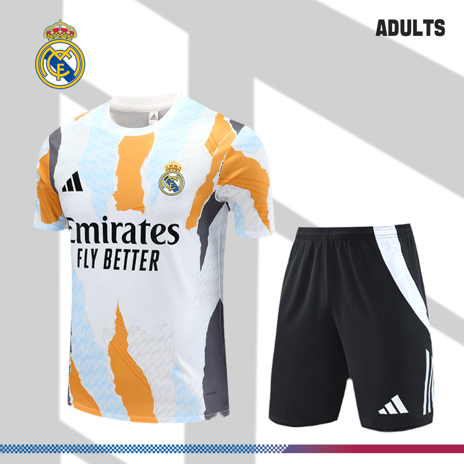 2024/2025 Real Madrid camouflage short-sleeved adult training suit (Adult Kit)