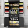 ChVans 72" Tall Kitchen Pantry with 4 Doors, Storage Cabinet with 1 Large Drawer 6 Hanging Shelves, Freestanding Cupboard for Dining Room Living Room(White)
