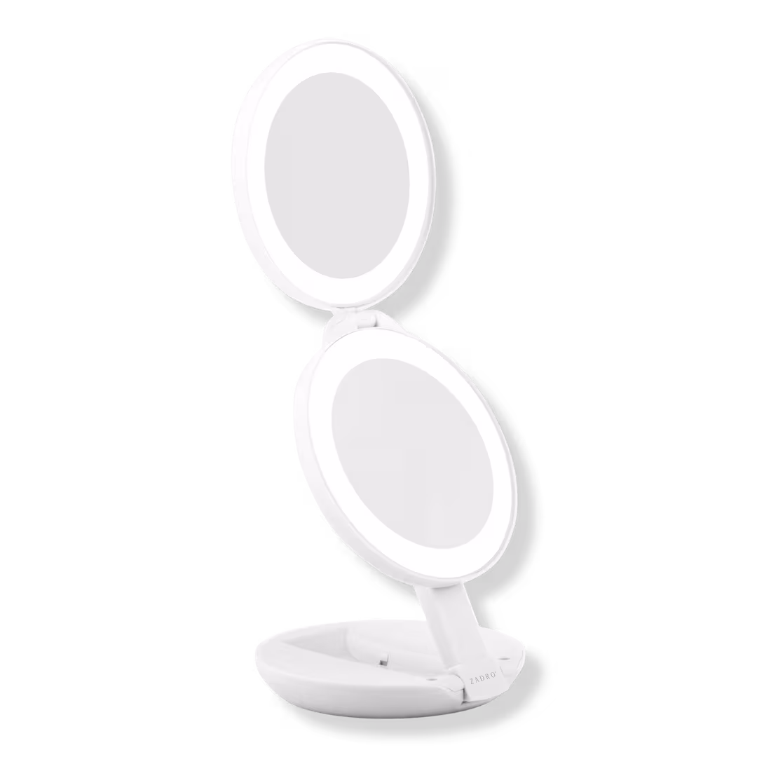 Zadro  Folding LED Lighted Travel Mirror with 10X/1X