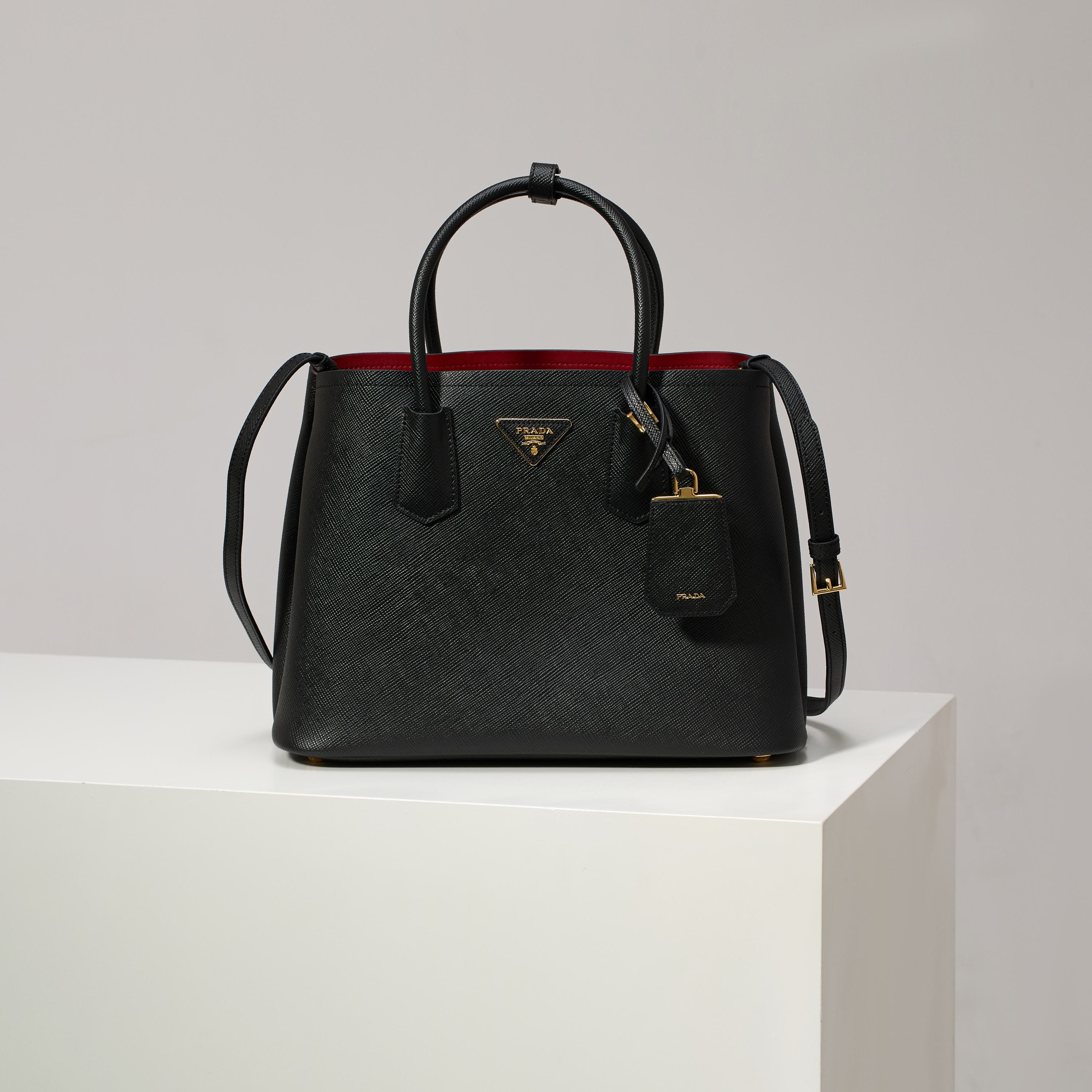 Prada Saffiano LeatherDouble Handle Medium Tote Bag