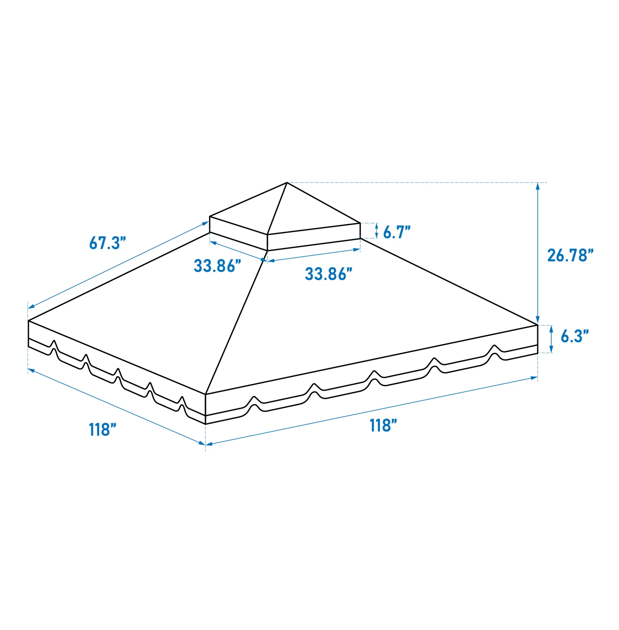 10x10 Ft Outdoor Patio Gazebo Replacement Canopy,Double Tiered Gazebo Tent Roof Top Cover Only GreatWall border(Frame Not Include)-Red