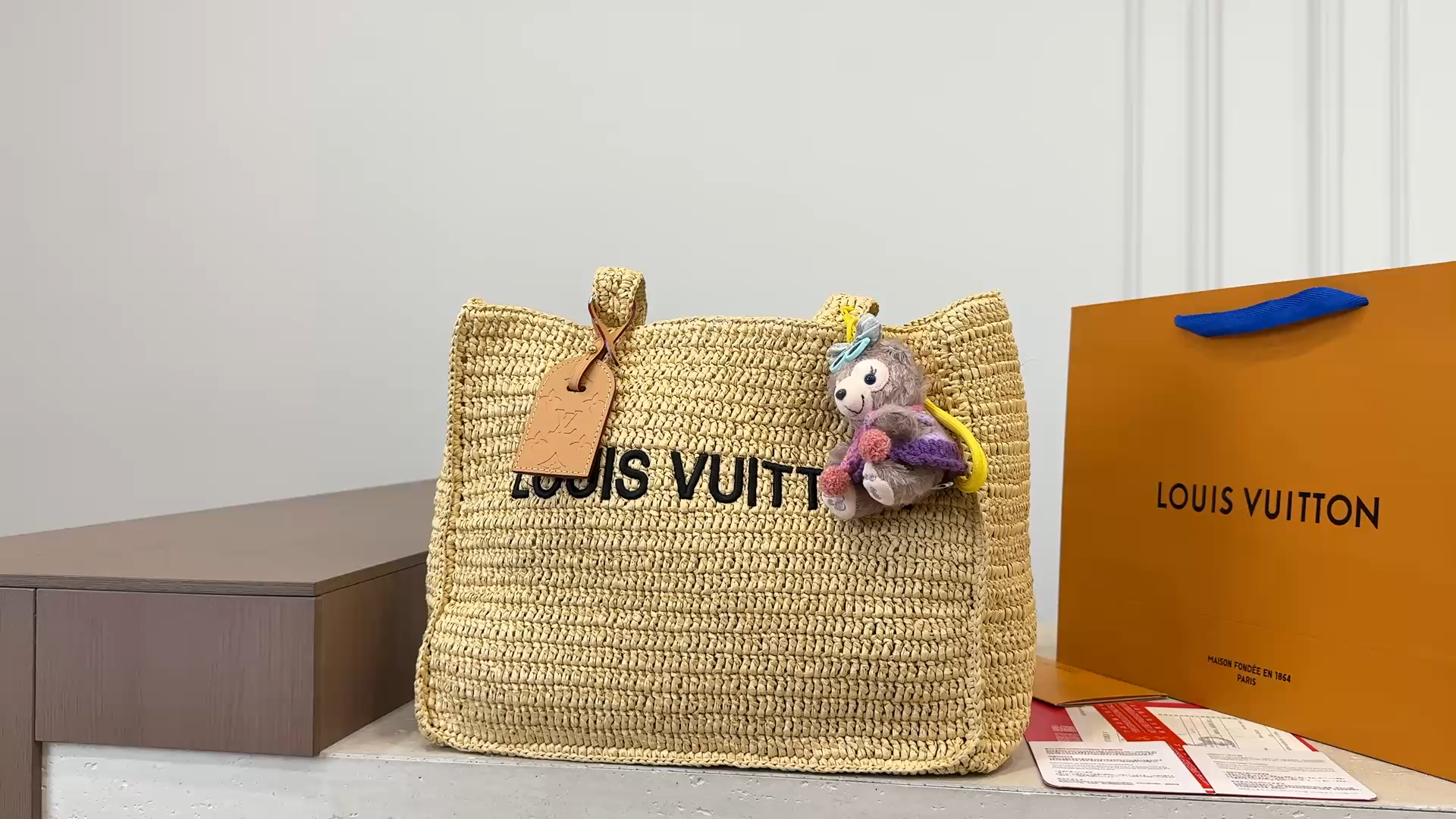 LV Straw Basket Tote Bag