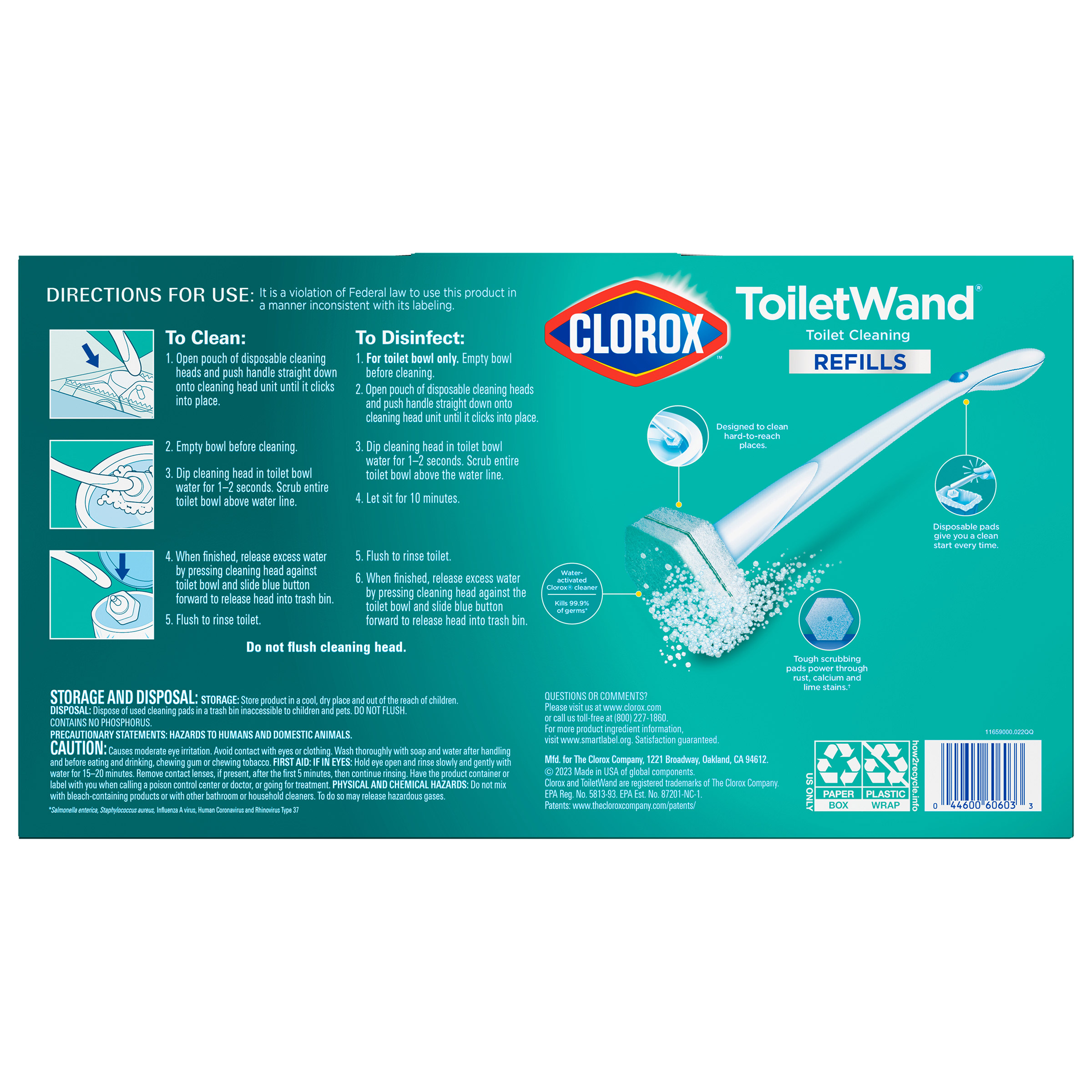 Clorox ToiletWand Disposable Toilet Cleaning System, Rainforest Rush, 1 Wand & 36 Refills