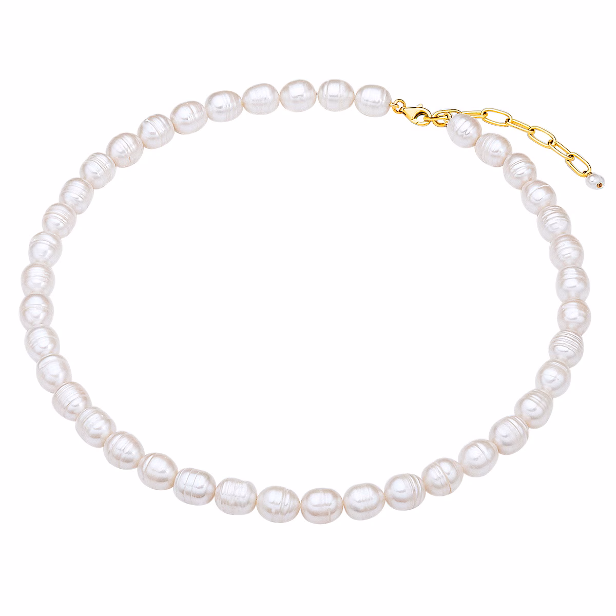 Perlen-Kette aus Sterling Silber in gelbgold mit Süßwasser-Zuchtperle